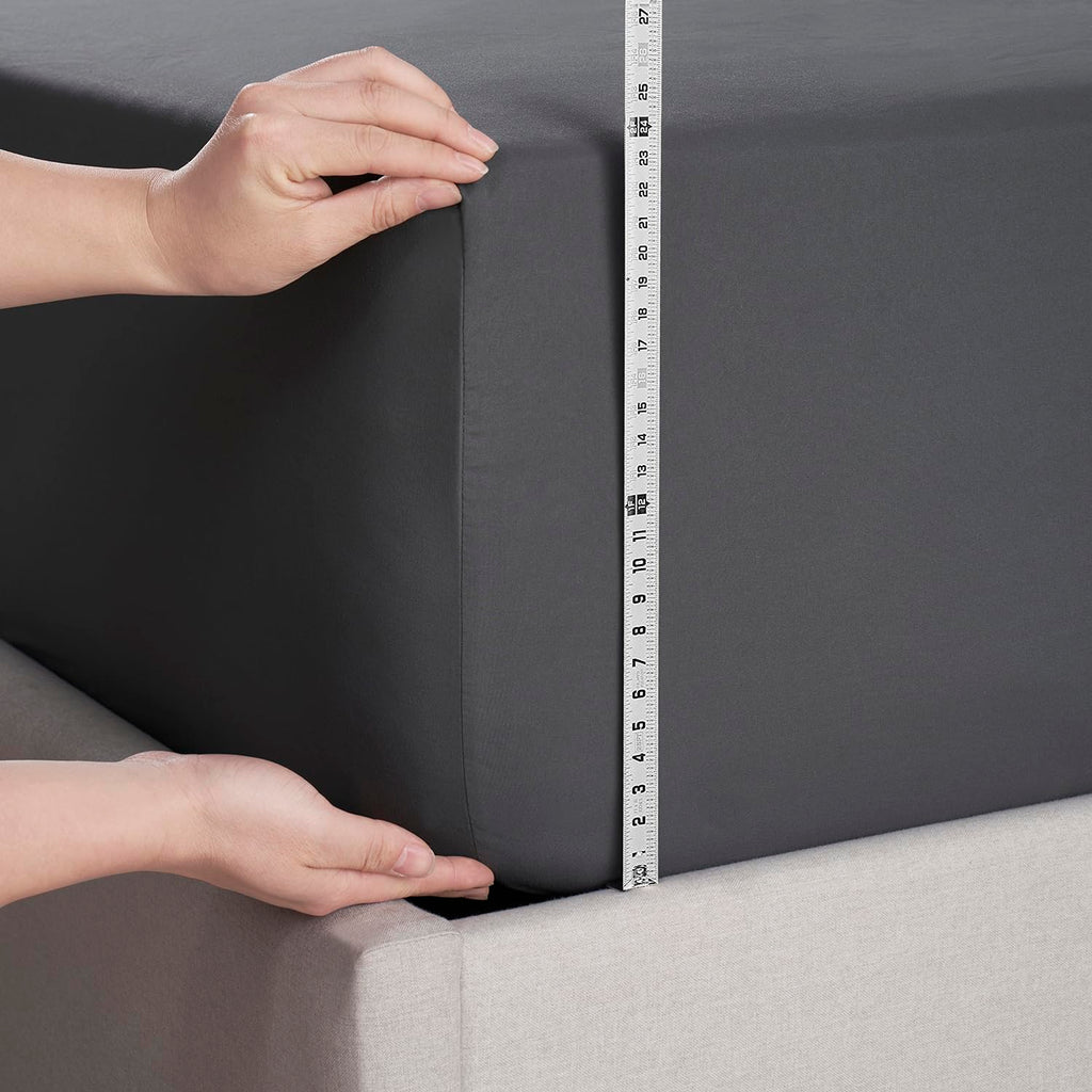 Nestl Grey California King Fitted Sheet - Extra Deep Pocket, Ultra Soft Microfiber Bed Sheet Fits 24 Inch Mattresses