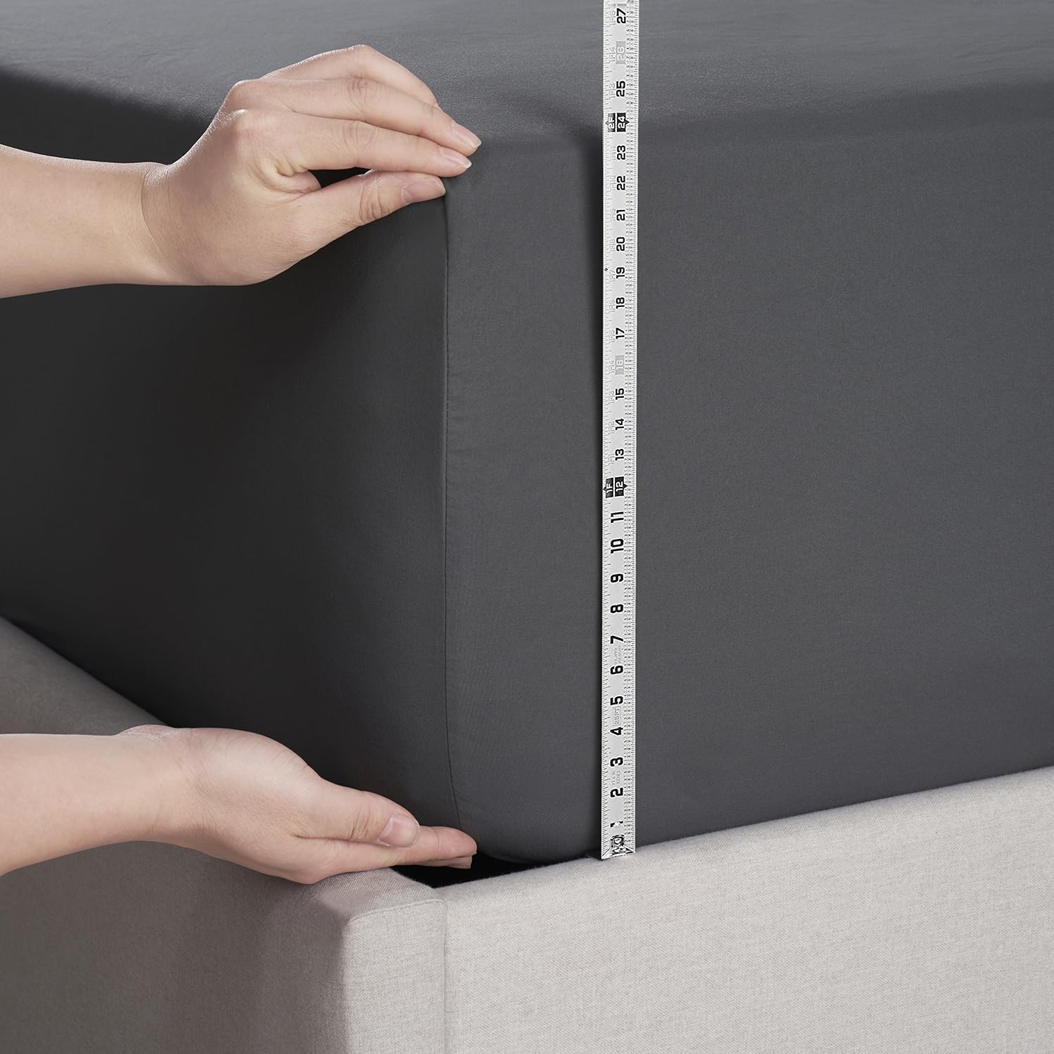 Nestl Grey California King Fitted Sheet - Extra Deep Pocket, Ultra Soft Microfiber Bed Sheet Fits 24 Inch Mattresses