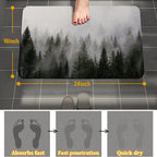 Ortigia Blue Misty Forest Bathroom Rug Quick Dry Super Absorbent Bath Mat Diatomite Mud Floor Mat Doormat Non Slip Rubber Bath F