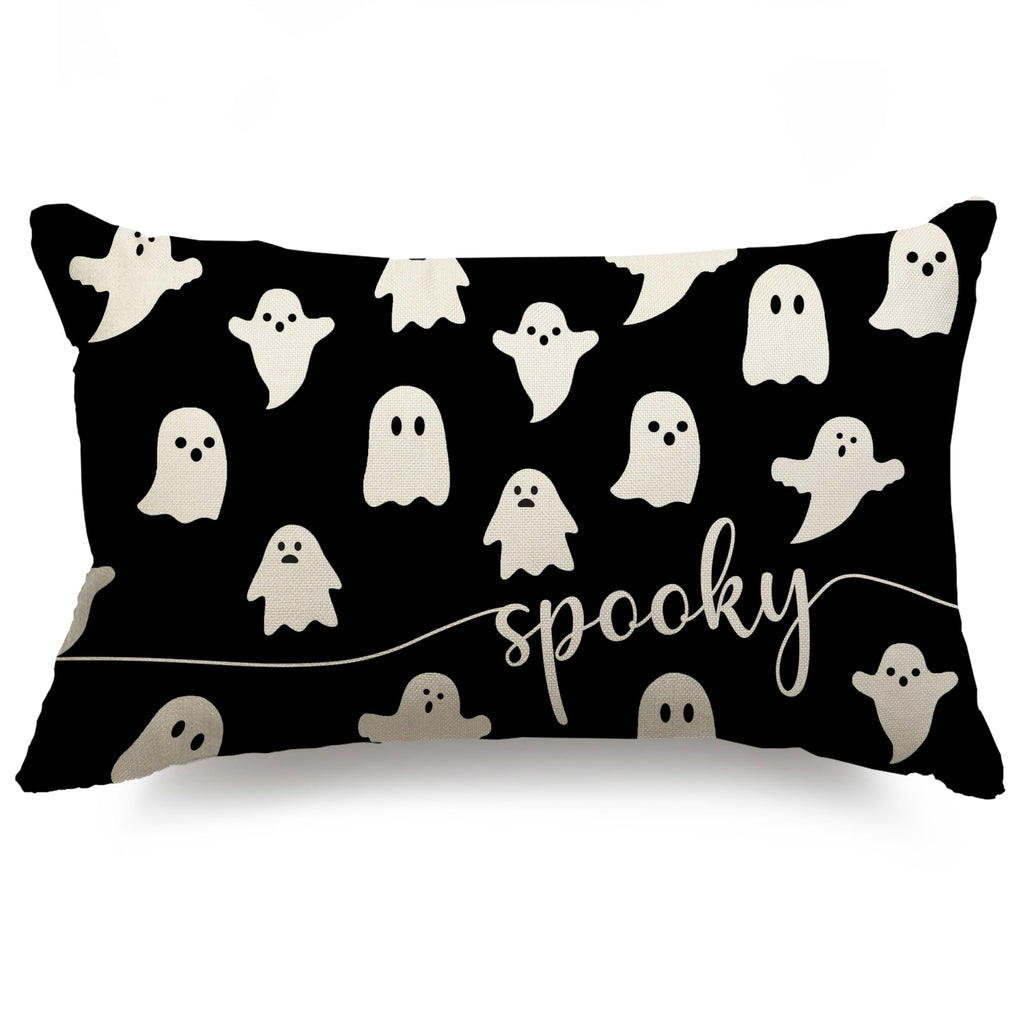 JXZYGMD Halloween Pillow Cover 12x20 Ghost Spooky Halloween Lumbar Pillow Covers Decorations Outdoor Halloween Pillows Decorativ
