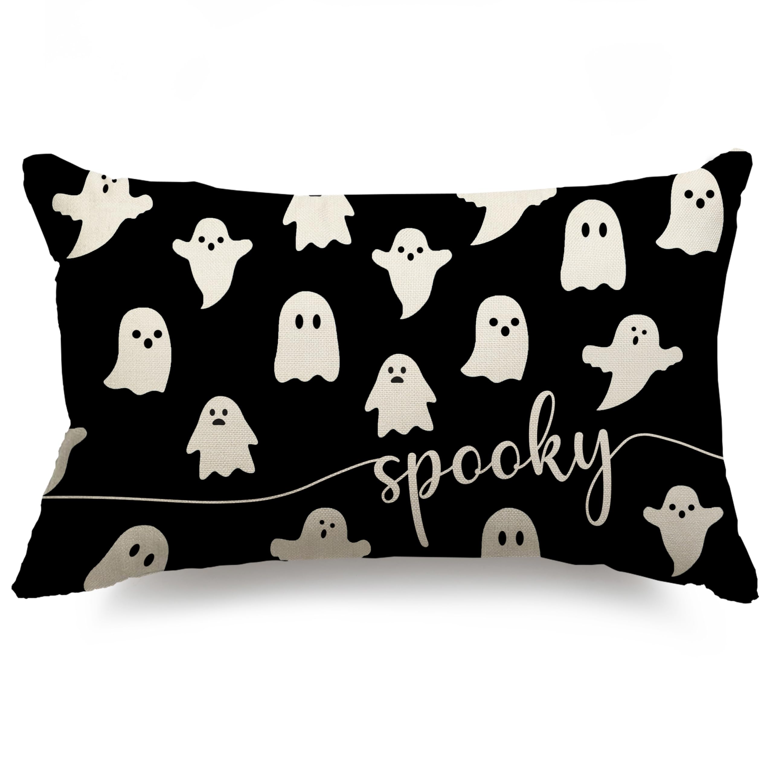 JXZYGMD Halloween Pillow Cover 12x20 Ghost Spooky Halloween Lumbar Pillow Covers Decorations Outdoor Halloween Pillows Decorativ
