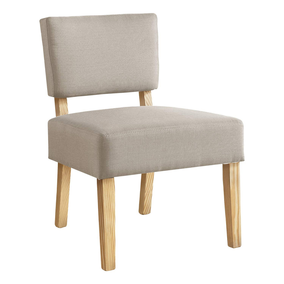 Monarch Specialties 8272, Armless, Living Room, Bedroom, Fabric, Wood Legs, Beige, Natural, Transitional Accent Chair, 22.75' L x 27.5' W x 31.5' H, Taupe