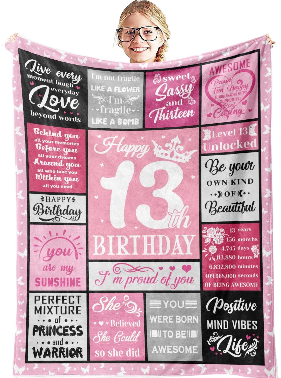 Hocgiwd Gifts For 13 Year Old Girl, 13 Year Old Girl Gift Ideas Blanket, 13Th Birthday Gifts For Girls, Birthday Gifts For 13 Ye