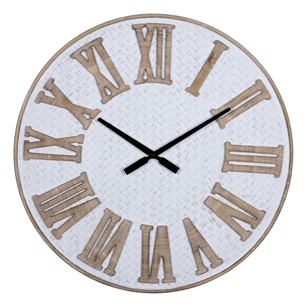 HomeRoots Multi 60% MDF 20% MDF Wood Veneer 20% Wood Rustic Wooden Roman Numeral Wall Clock