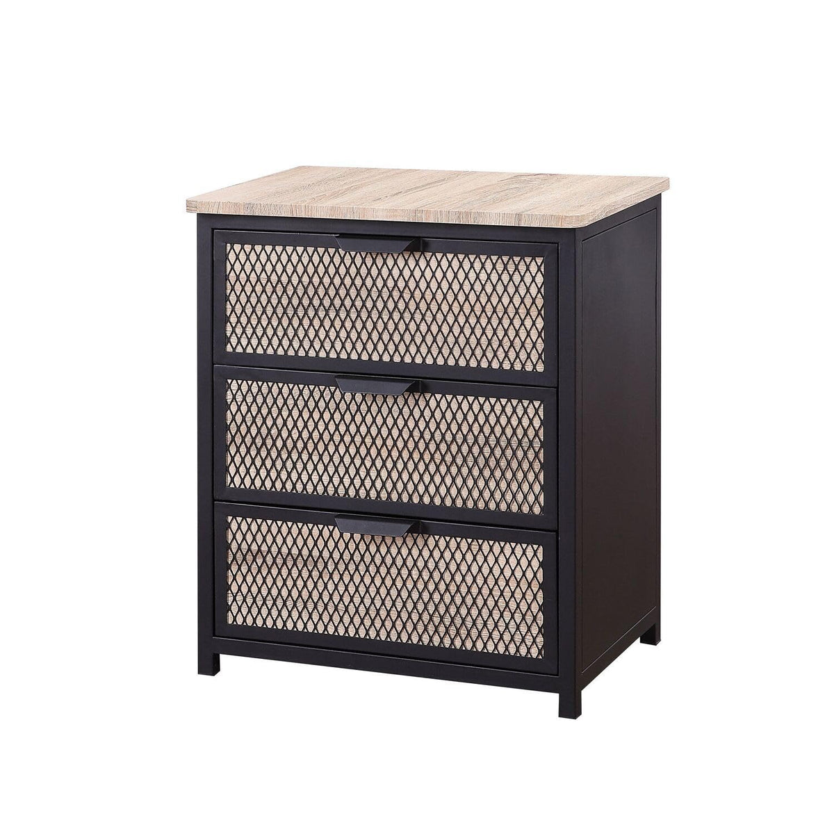 HomeRoots Metal, Wood Veneer (Paper), Engineered Wood 28' X 16' X 24' Metal, Wood, Veneer (Paper), and Engineered Wood Nightstand, Natural & Sandy Gray