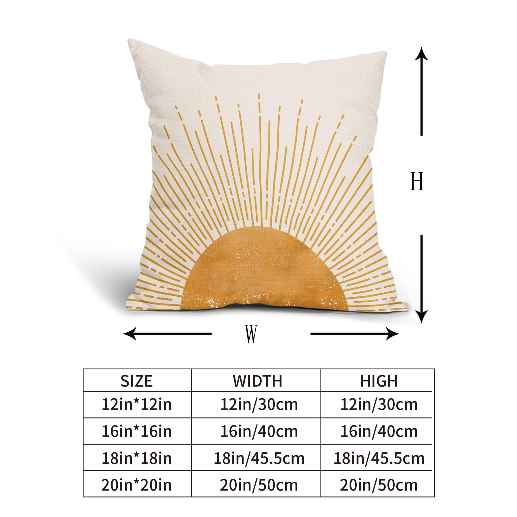 Sun Sunrise Sunshine Pillow Covers 20X20 Inch Sunset Boho Abstract Couch Pillow Cases Mustard Yellow Bohemian Throw Pillows Set