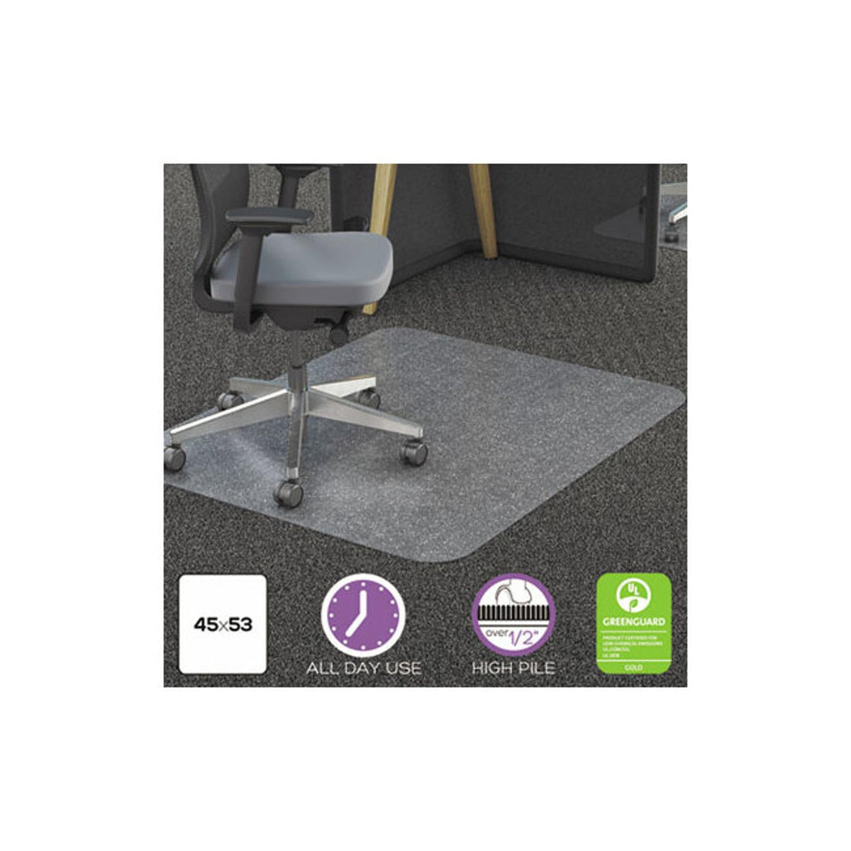 DEFLECTO CORPORATION, Polycarbonate Chair Mat, 45w x 53l, Clear