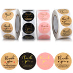 Thank You Round Stickers For Supporting My Small Business Adhesive Labels, 3-Color, 1Inch (2000Pcs, 4 Rolls, Each Roll 500Pcs)