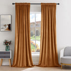 Miulee Gold Brown Velvet Curtains Thermal Insulated Blackout Curtain Fall Drapes For Bedroom Living Room Darkening 90 Inches Long Curtains Panels Rod Pocket Set Of 2
