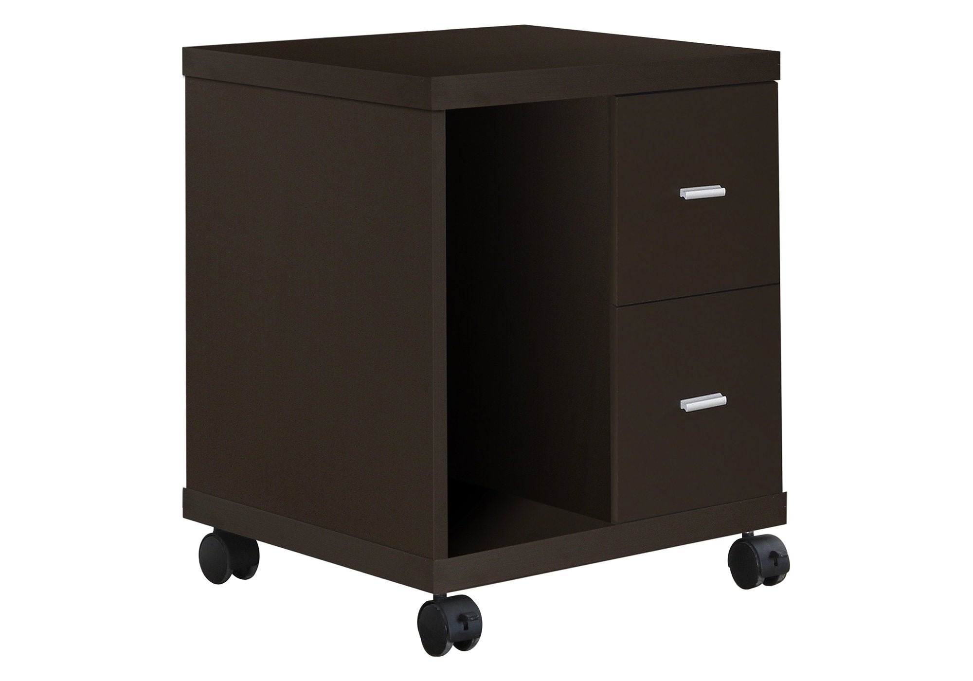 Monarch Specialties 7004, Printer Cart, Rolling File, Mobile, Storage, Work, Laminate, Brown, Contemporary, Modern Office Cabinet-Espresso 2 Drawer On Castors, 17.75' L x 17.75' W x 23' H, Cappuccino
