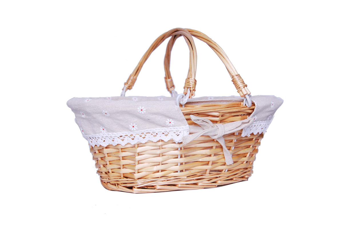 Oypeip Wicker Basket Gift Baskets Empty Oval Willow Woven Picnic Basket Cheap Easter Candy Basket Storage Basket Wine Basket wit