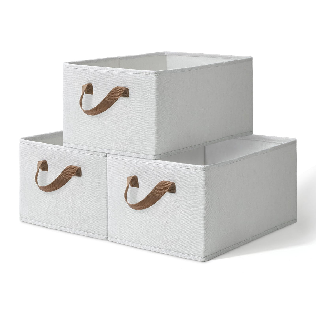 Pomodee Large Fabric Storage Bins for Closets,3Pack Collapsible Closet Organizer Clothing Storage,Decorative Shelf Baskets for 