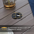 Vicllax Round Patio Table With Adjustable Umbrella Hole, All Weather Outdoor Round Dining Table For Lawn Garden, 41.2'X 28' Grey Wood-Like Outdoor Coffee Table