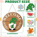 Qunclay Interchangeable Wooden Gnome Decor Holiday Seasonal Gnome Decorations With 15 Magnet Pieces And 15 Detachable Hats Gnome