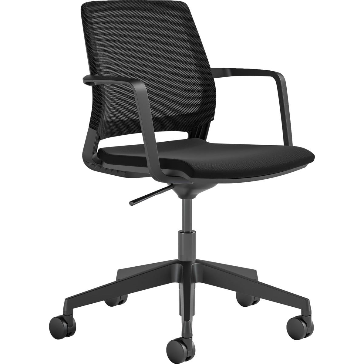 Safco Medina Modern Rolling Swivel Conference Chair, 5 Star Base Wheels for Stability and Easy Rolling, Adjustable Height, Black Mesh Back