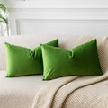 Juspurbet Apple Green Velvet Throw Pillow Covers 12X20 Inch Set Of 2 For Living Room Couch Sofa Bedroom Decorative Rectangle Sol