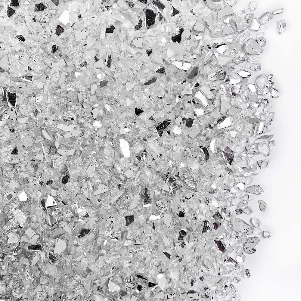 Happyfiller 1.3 Lb Crushed Glass Sand Broken Mirror Glass Pieces Crush Terrarium Stones For Crafts,Resin Arts,Succulent Plant So