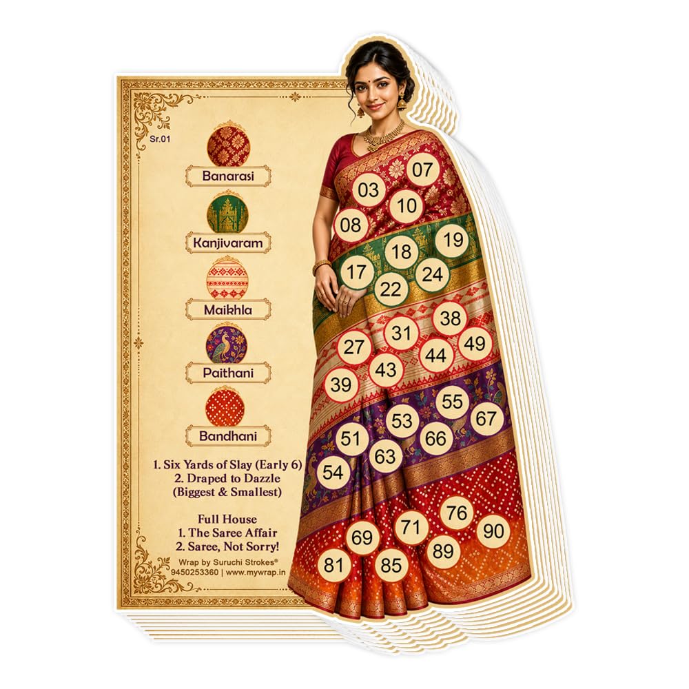 Saree Theme Tambola Ticket | Kitty Party Housie Game (30 Ticket)