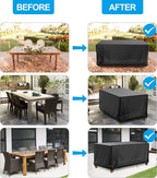 Patio Table Cover 100% Waterproof, 107.8X82.2X27.9 Inch Outdoor Table Cover Rectangular, Patio Furniture Cover For Dinning Furniture, Picnic Coffee Tables Chairs And Sofas, Black