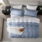 Nestl Stone Blue Duvet Cover Full Size - Soft Prewashed Full Size Duvet Cover Set, 3 Piece, With Zipper Closure, 1 Duvet Cover 80X90 Inches And 2 Pillow Shams - No Comforter