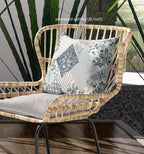 HomeRoots Indigo Cream Broadcloth Teal White Boho Floral Indoor Outdoor Throw Pillow