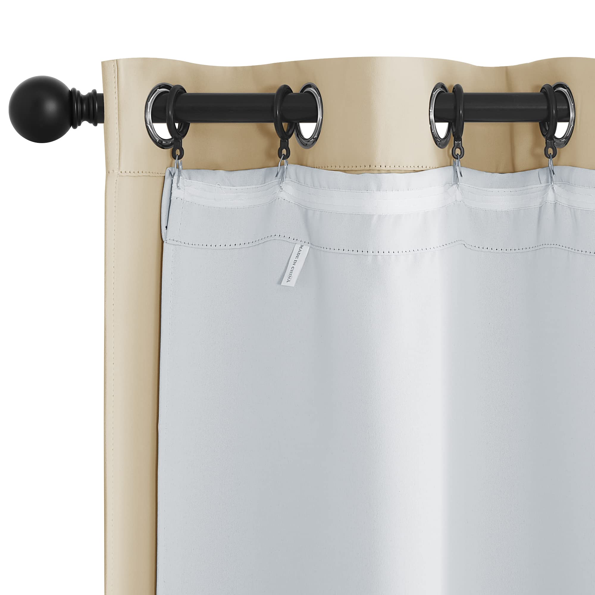 NICETOWN White Curtain Liner Panels - Black Out Drapes Liners for 45 inch Long Curtains, Thermal Insulated Curtains Liner for Wi