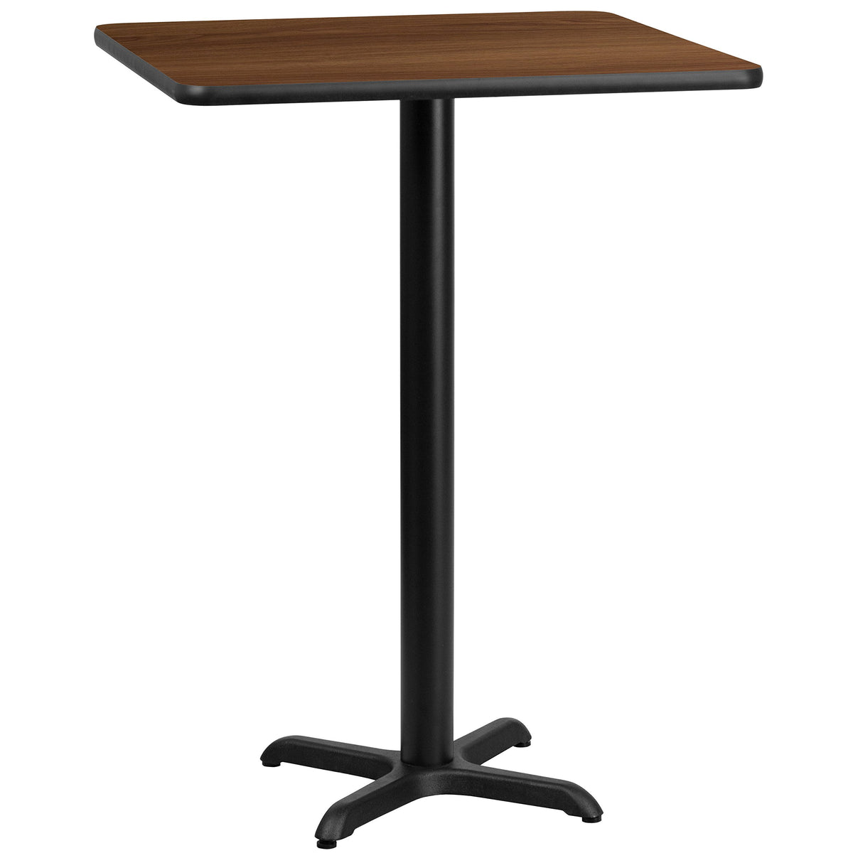 Flash Furniture Stiles 30'' Square Walnut Laminate Table Top with 22'' x 22'' Bar Height Table Base