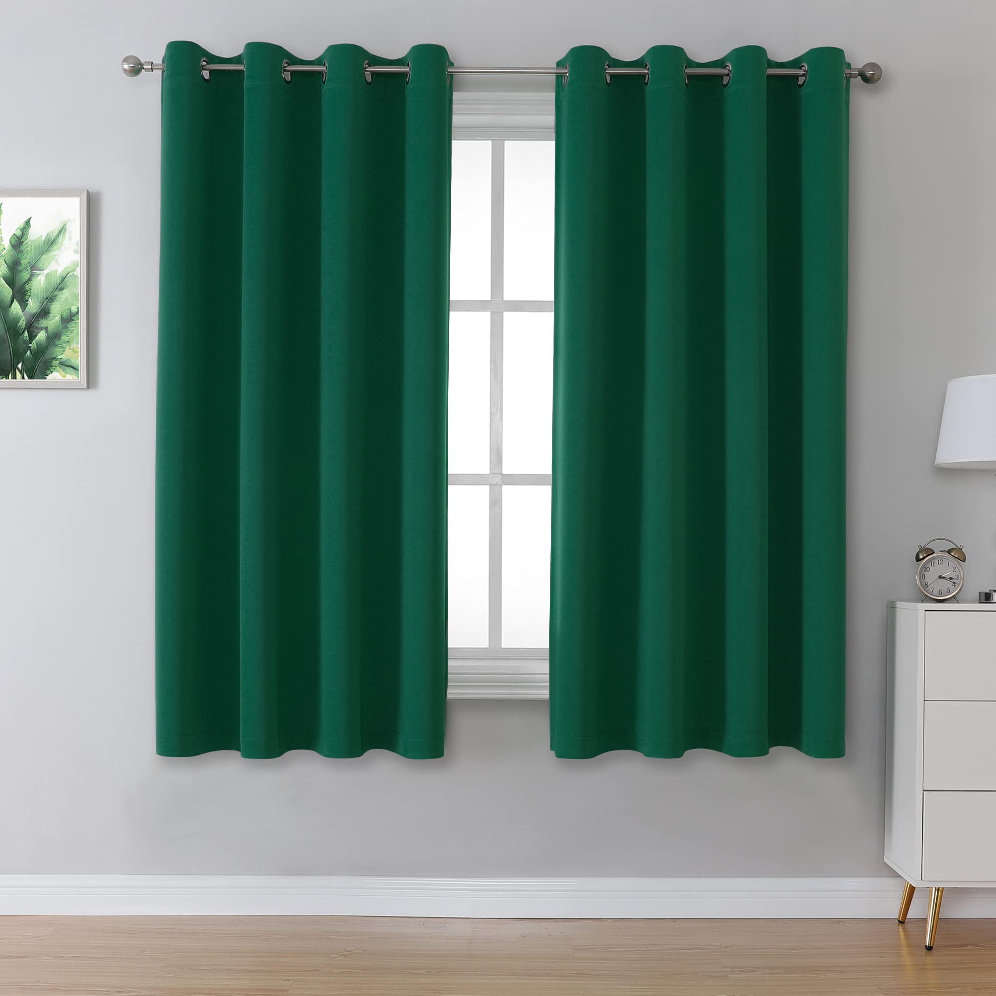 Dualife Emerald Green Blackout Curtains With Grommet 45 Inch Length Room Darkening Short Window Curtain Panels For Living Room 5