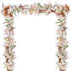 Lvydec Fall Maple Leaves Garland Decoration - 5.8ft Artificial Fall Foliage Garland with White Pumpkins Autumn Decor for Hallowe