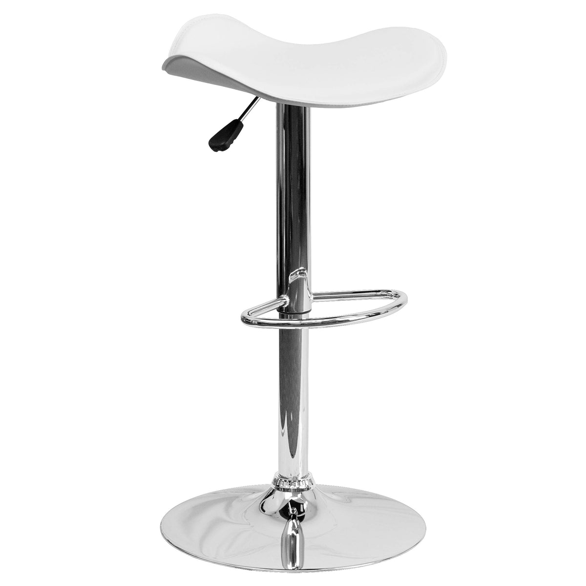 Flash Furniture Vinyl Adjustable Height Barstool, 1 Pack, White