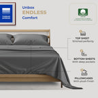 Thread Spread 100% Cotton Split King Sheets Sets For Adjustable Bed - 400 Thread Count 5 Pc Sateen Sheet Set - Soft, Breathable Cooling Cotton Sheets - Deep Pocket Split King Bed Sheet (Dark Gray)