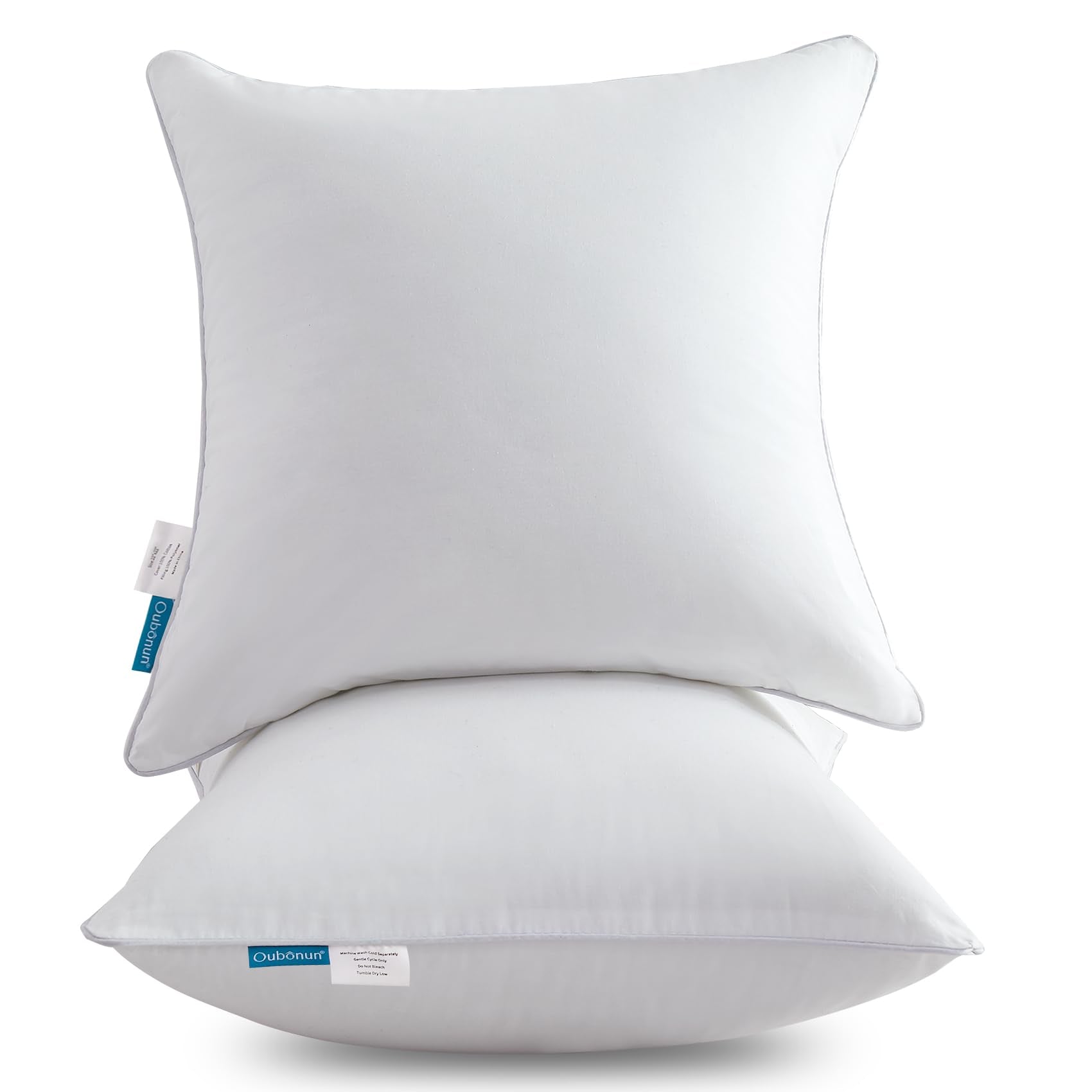 Oubonun 20 X 20 Throw Pillow Inserts (Set Of 2) With 100% Cotton Cover - 20 Inch Square Interior Decorative Sofa Pillow Insert P