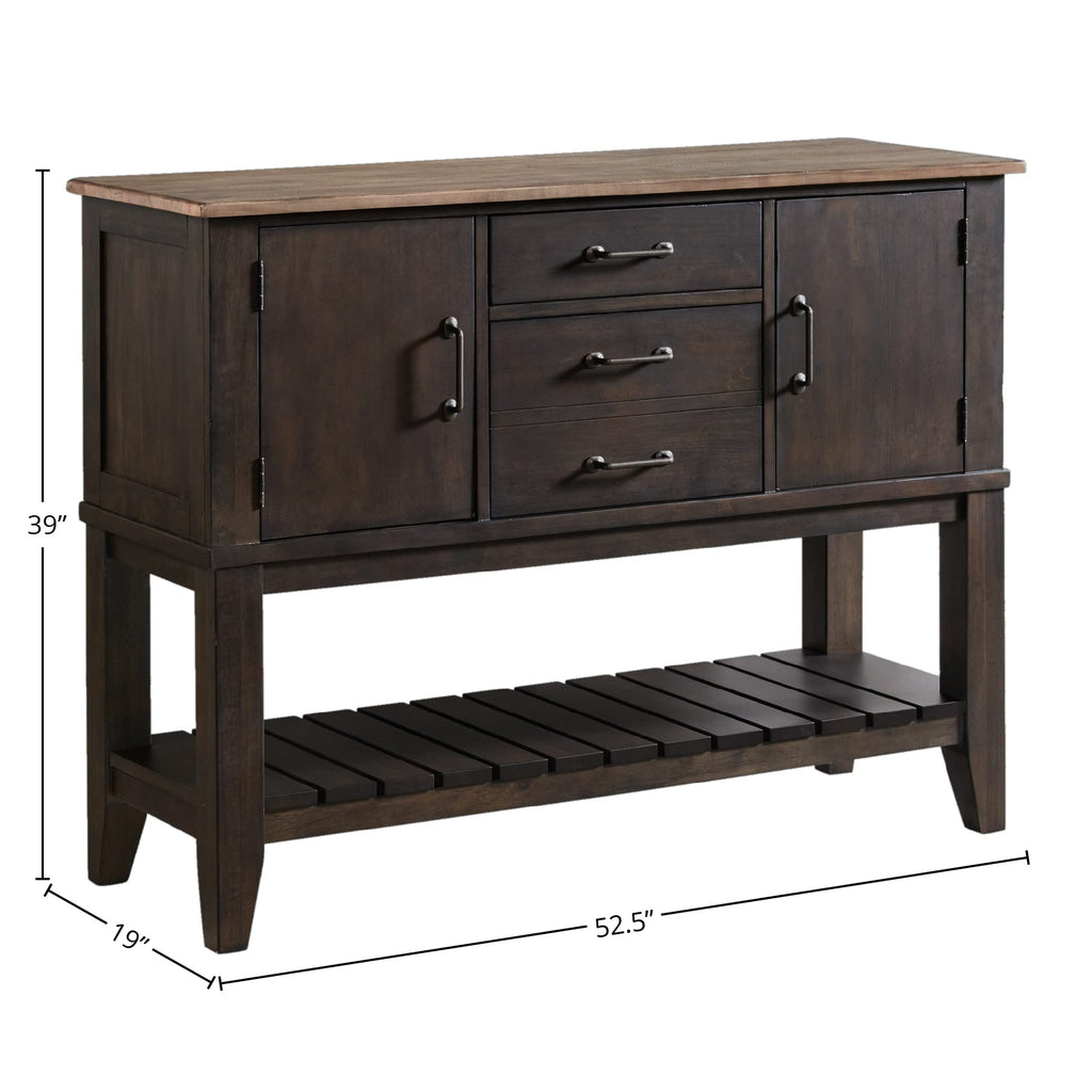 Intercon Beacon 53" Wide Server with 3 Drawers and 2 Cabinets, Black & Walnut Sideboards