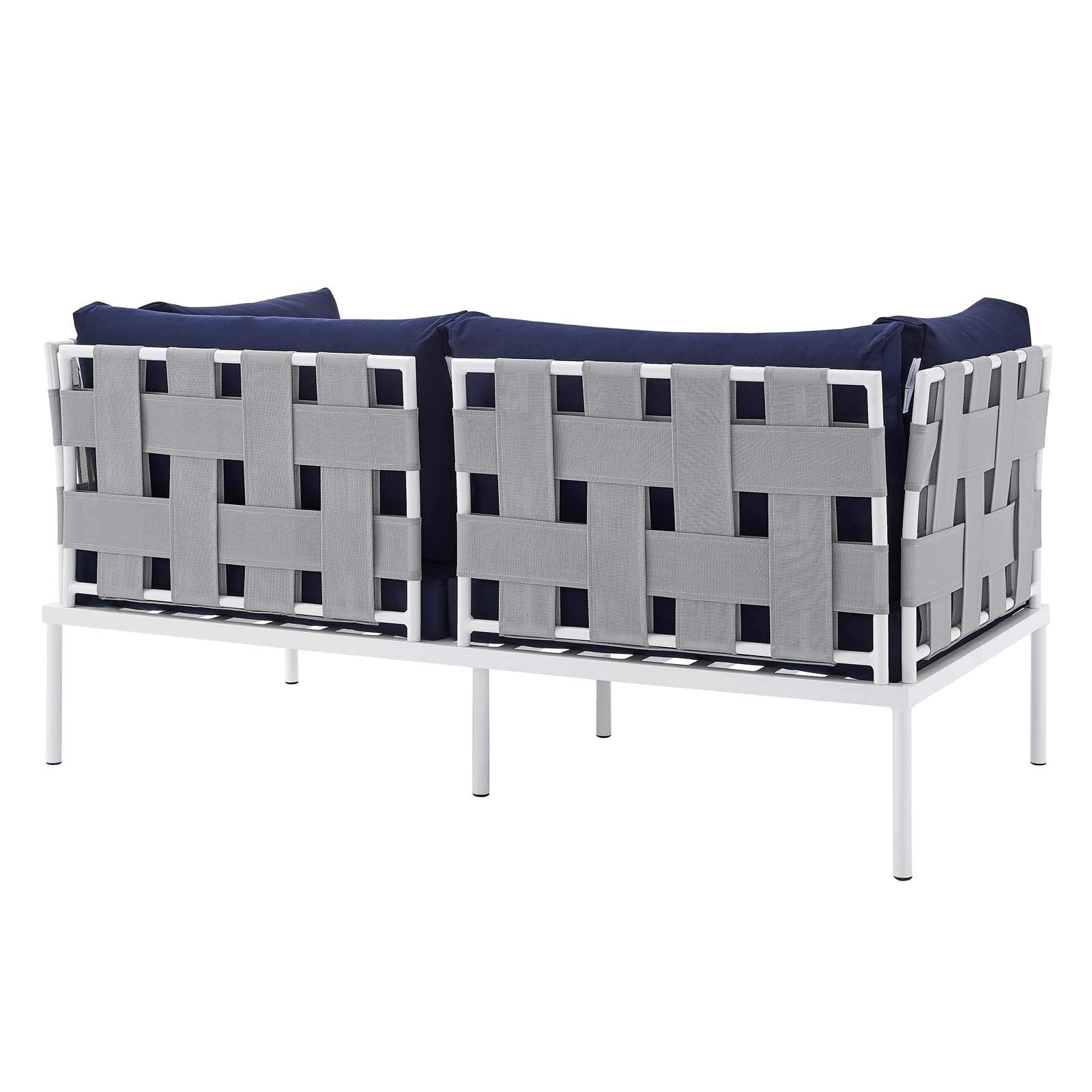 Modway EEI-4964-GRY-NAV Harmony Outdoor Patio Aluminum Loveseat, Gray Navy