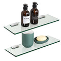 SAYAYO Floating Glass Shelves for Bathroom, 2/7 Inch Thicken Tempered Glass Shelf for Wall, 15 x 5 Inch 2 Pcs, Clear