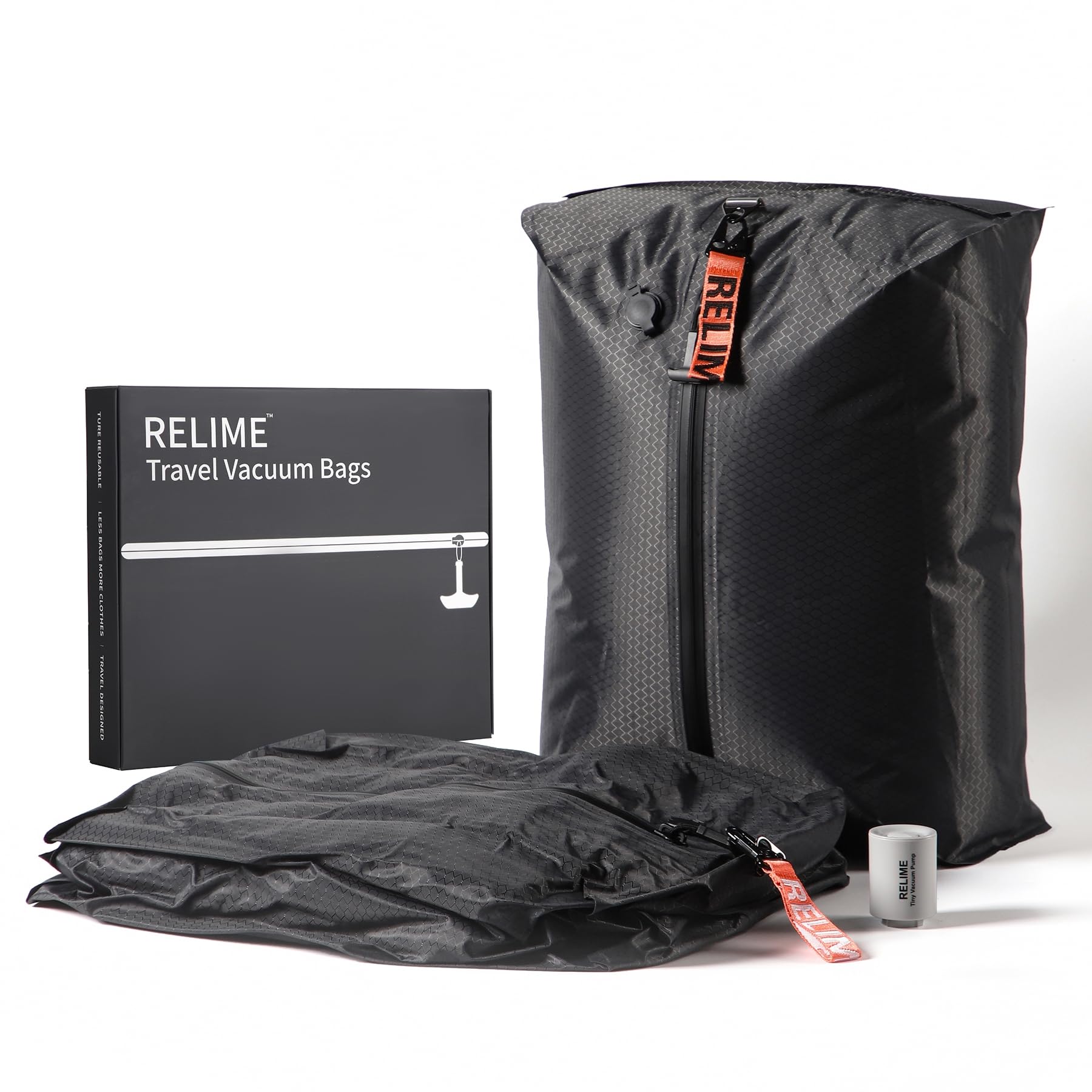 Relime Vacuum Bags for Travel with Wireless Vacuum pump, Revolutionary Reusable Compression Bags for Travel Suitcases and Backpa