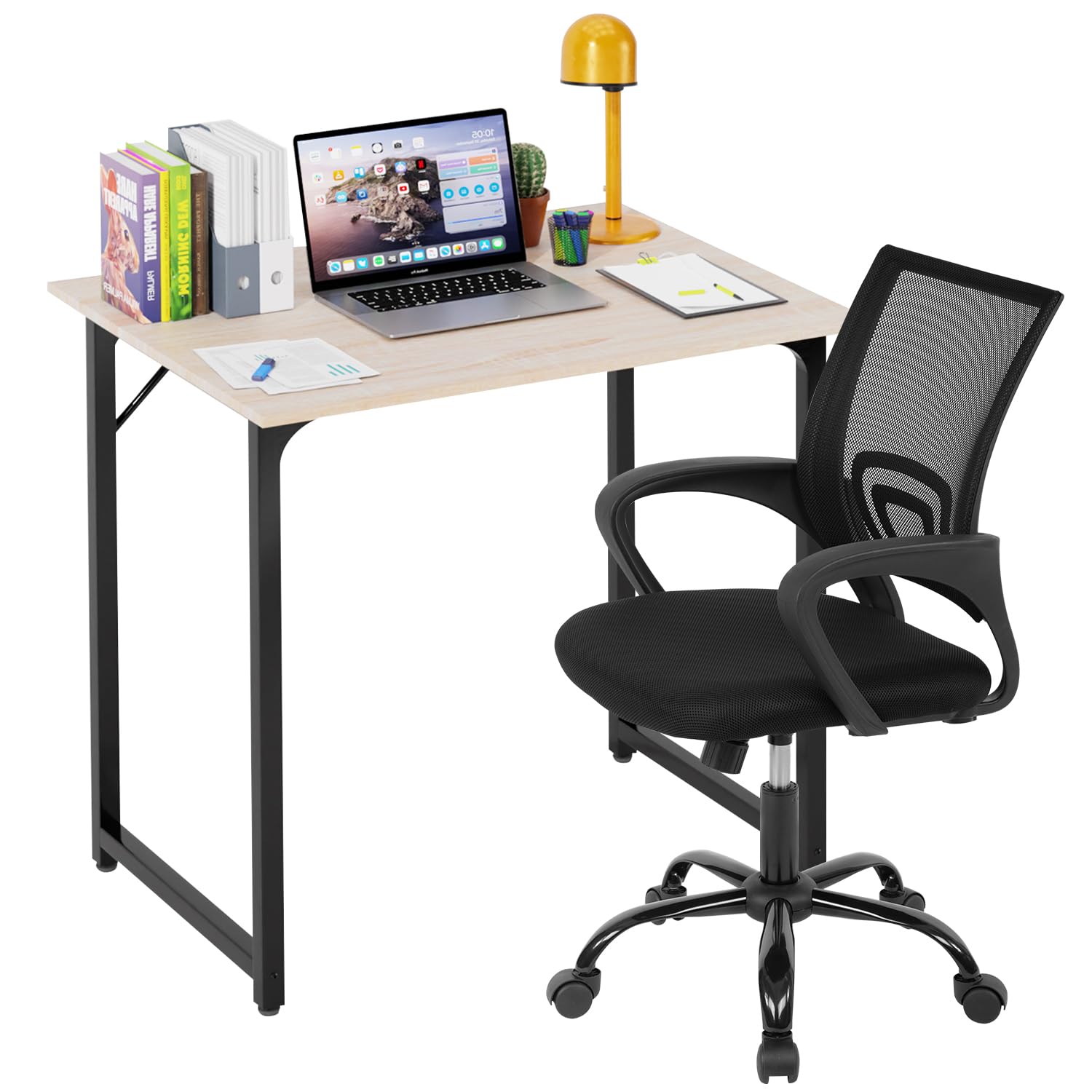 Paylesshere 32 Inch Home Office Desk And Chair Set,32 Inch Computer Desk With Ergonomic Height Adjustable Office Chair For Home