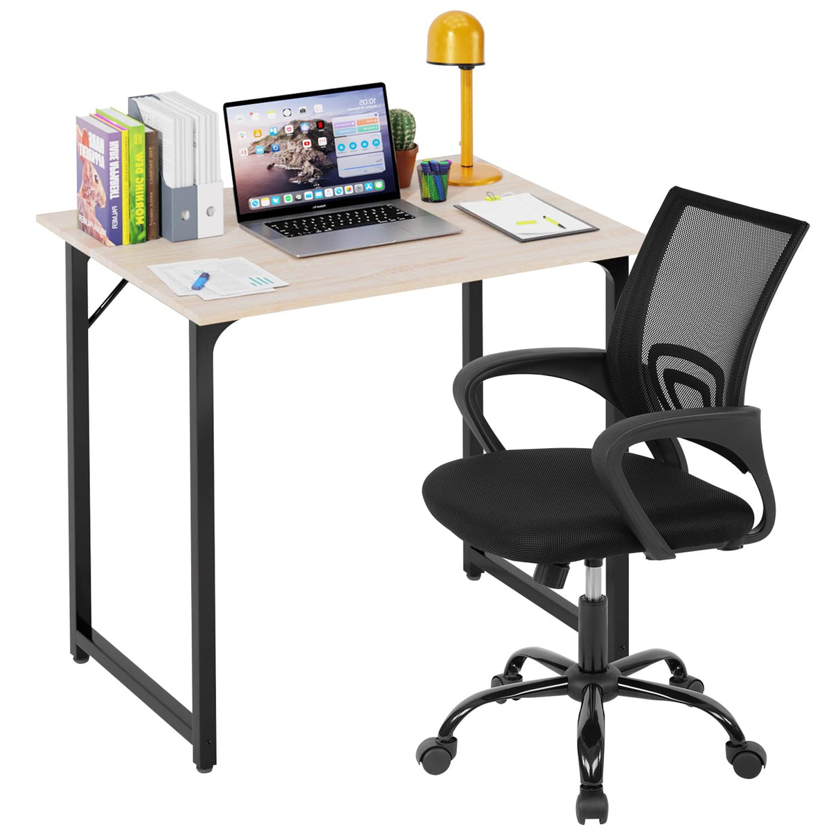 Paylesshere 32 Inch Home Office Desk And Chair Set,32 Inch Computer Desk With Ergonomic Height Adjustable Office Chair For Home