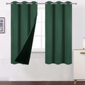 LEMOMO 100% Blackout Curtains 40 x 63 Inch/Green Curtains 2 Panels with Black Liner/Double Layer Full Room Darkening Bedroom Cur
