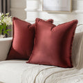 Futei Burgundy Boho Throw Pillow Covers With Tassels 18X18 Inch Set Of 2,Soft Velvet Decorative Cushion Case,Home Decor For Couc