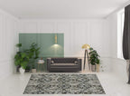 HomeRoots 508944 8 x 11 ft. Ivory Charcoal Gray Blue Rust Gold & Brown Oriental Power Loom Stain Resistant Rectangle Area Rug