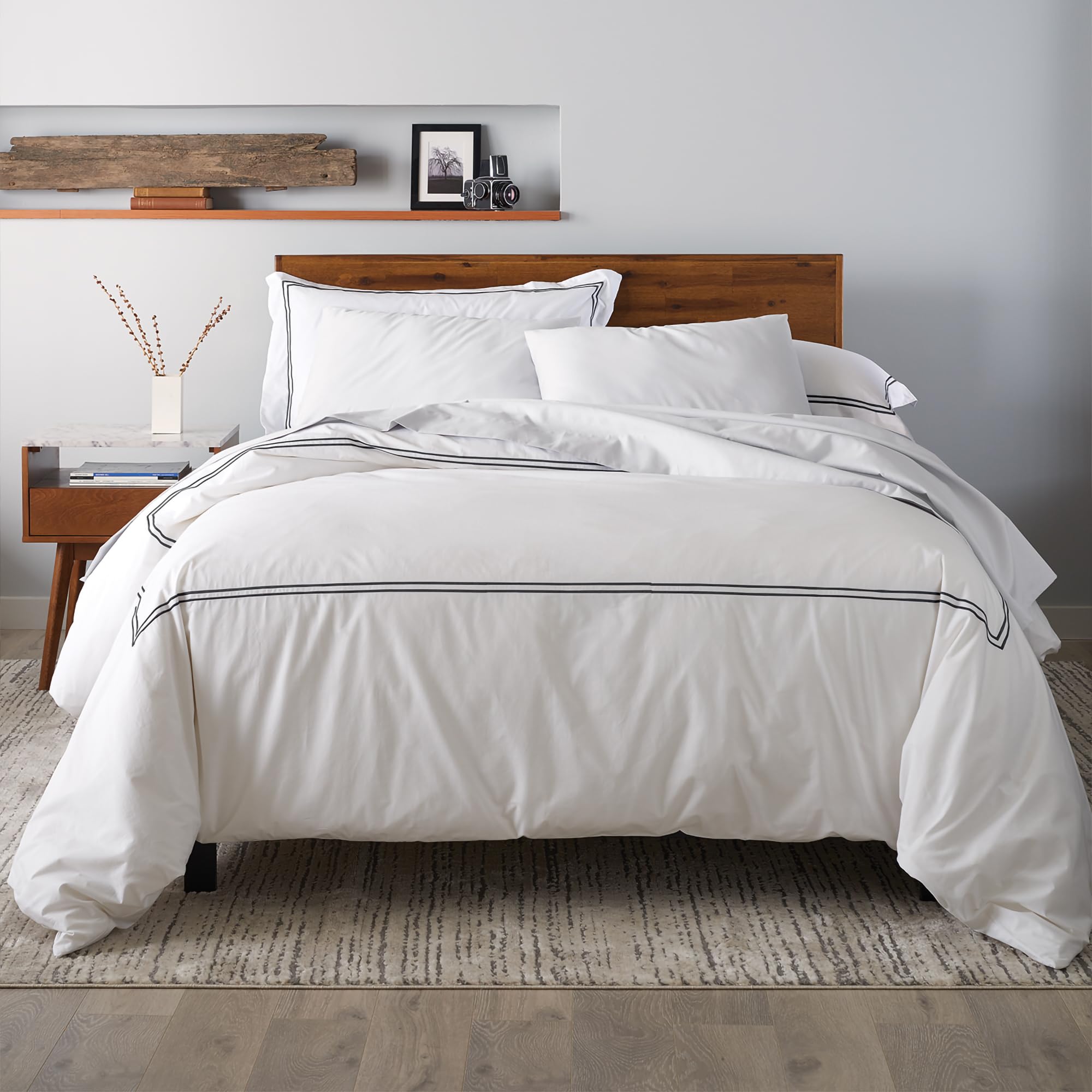 Ella Jayne Luxury Duvet Cover Set (3Pc), 100% Cotton Duvet Cover, King/Queen Duvet Cover Set, Breathable & Lightweight, White Du