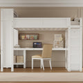Ball & Cast Queen Loft Bed with Desk,Wooden Loft Beds w/Headboard with Storage and USB,SpaceSaving,Staircase,FullLength Guardr