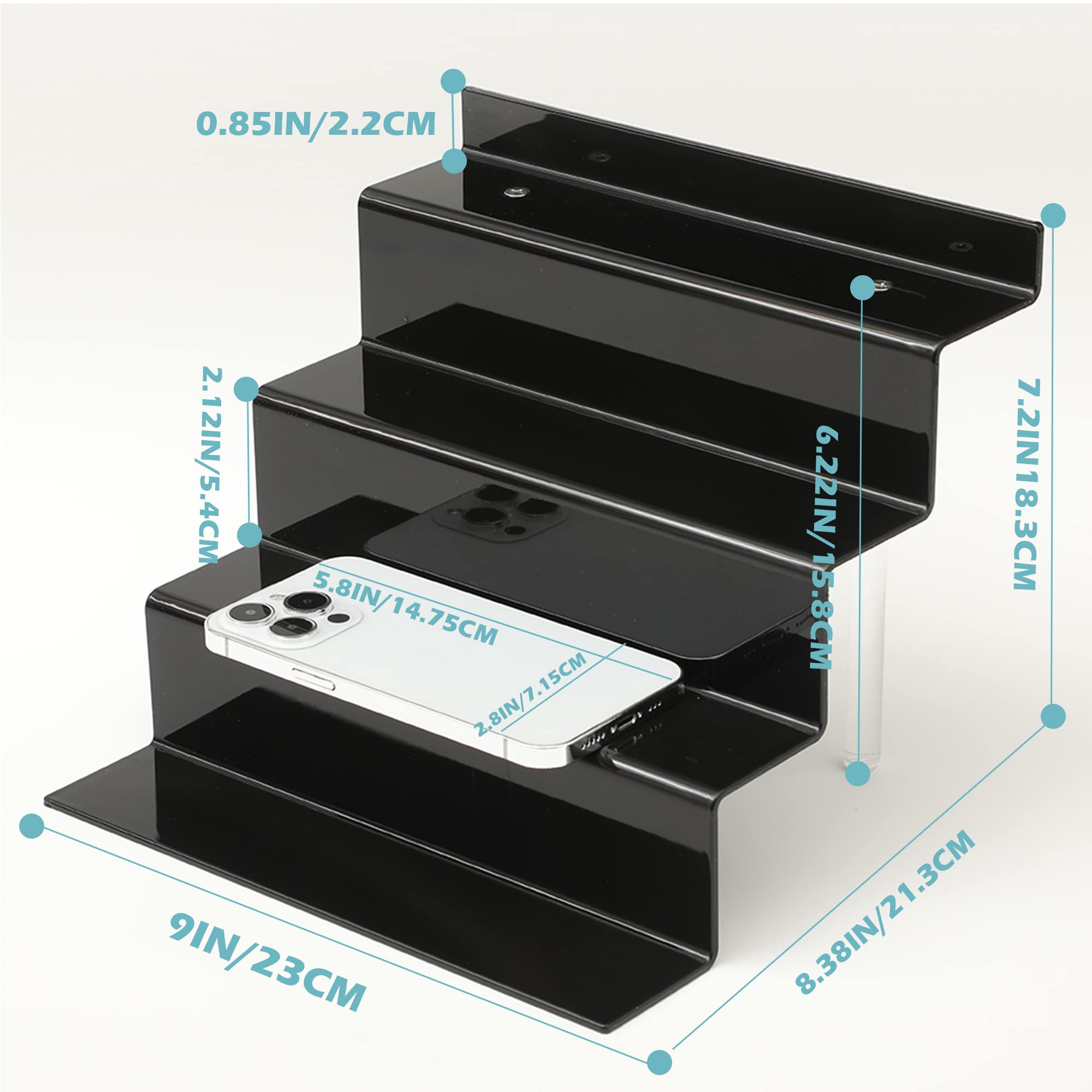 Ihomecooker Acrylic Stands For Display,4 Tier Black Cupcakes Perfumes Figurines Display Stand Risers Shelf For Decoration And Or