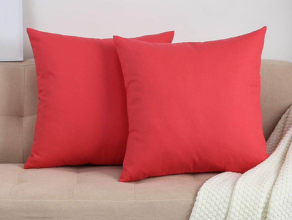 Tangdepot Handmade Decorative Solid 100% Cotton Canvas Throw Pillow Covers/Pillow Shams, (28'X28', Coral)