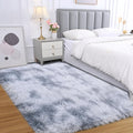 Fluffy Area Rug for Bedroom: Grey Plush Soft Bedside Dorm Area Rug - Small Carpets for Bedroom Kids Room Nursery (Tie-Dyed Light