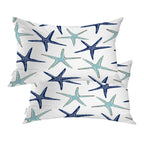 Baonews Coastal Nautical Pillow Covers, Coastal Nautical Starfish Repeat Pattern Navy Blue Lumbar 12 X 20 Inches Decorative Thro