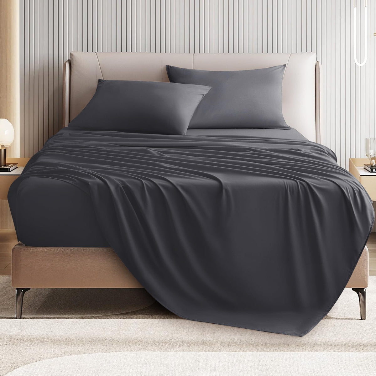 Queen Size 4 Piece Bed Sheet Set - Ultra Imitation Cotton-Premium Breathable & Cooling Sheets - Hotel Luxury Bed Sheets Deep Poc