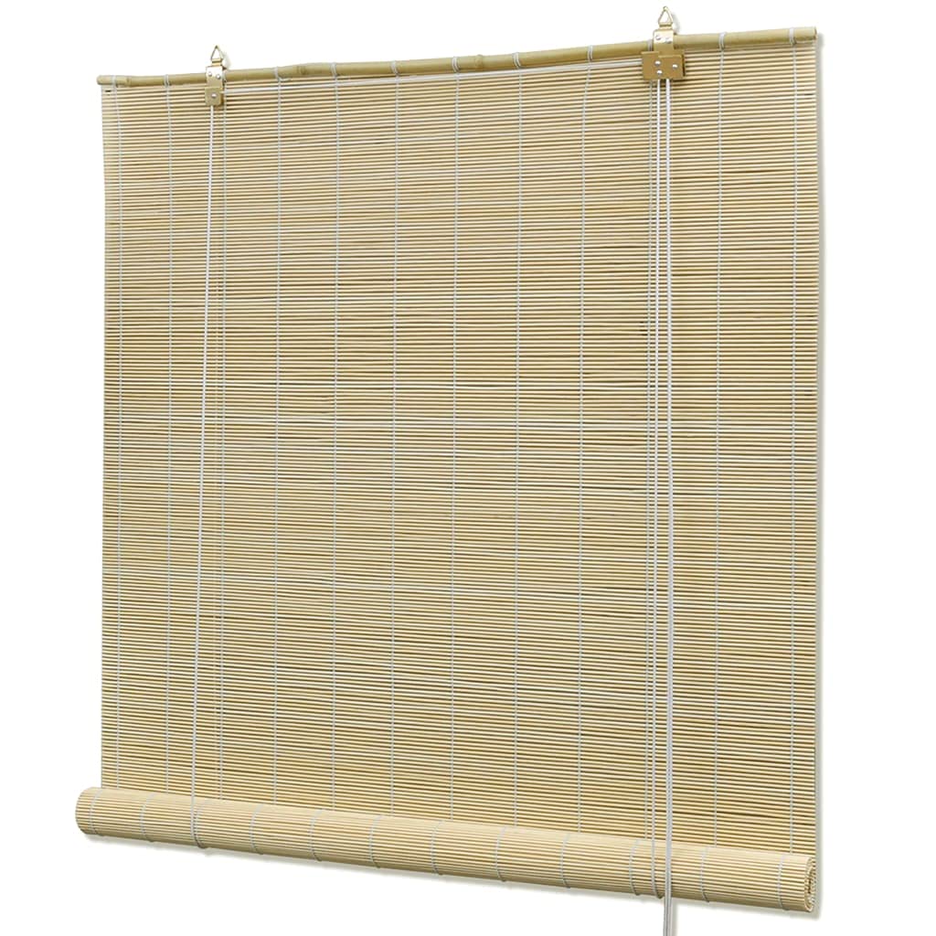 vidaXL Roller Blinds Environmental Friendly Home Bedroom Office Window Blackout Sunshade Privacy Screen Bamboo 55.1&quot; Natural