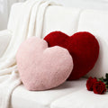 Kathfly 2 Pcs Valentine's Day Heart Pillows 17 Inch Red and Pink Heart Shaped Gifts Large Hooked Wool Throw Pillow for Couples W